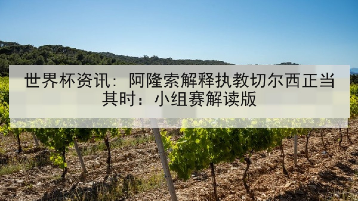 世界杯资讯: 阿隆索解释执教切尔西正当其时：小组赛解读版